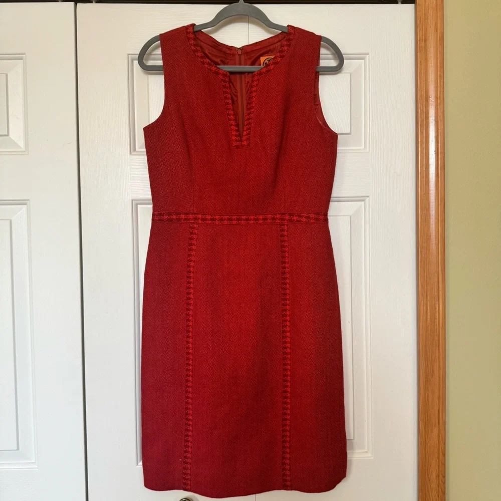 Tory Burch Orange Herringbone Merino‎ Wool Blend Dress